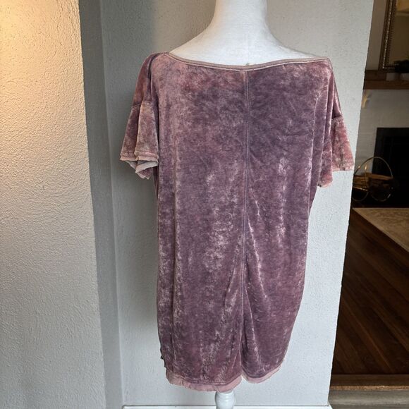 Urban Outfitters We The Free Crushed Velvet Short Sleeve Raw Edge Boho Top small - Picture 4 of 11